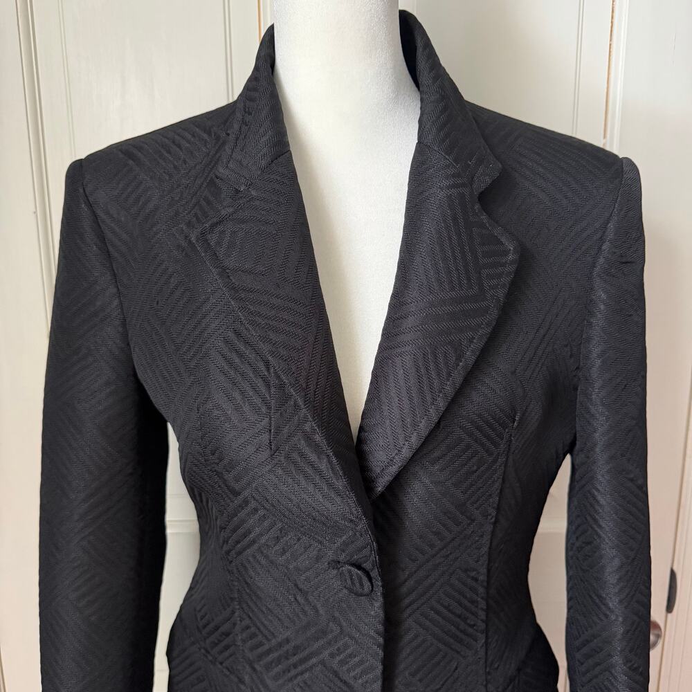 NWOT Zara Jacquard Blazer Small Black Geometric Minkmalist Office Professional - Picture 5 of 12